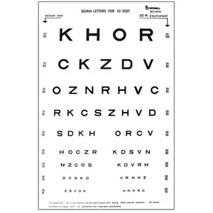 Sloan Letter Chart - 10 Foot, 9" x 14"