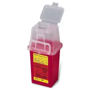 1.5 Quart Red Phlebotomy Container - Non-Locking Vertical Lid