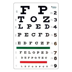 Snellen Eye Chart - 20 Feet, 9" x 14"