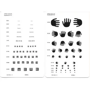 Tumbling E & Hands Test Card - Near 20/40 to 20/600
