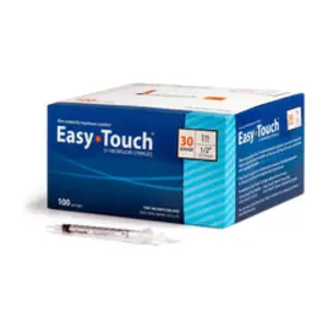 Syringe/Ndl 1cc 30g x 1/2" 100/Bx Insulin Ez Touch 830155