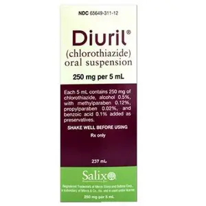 Diuril Oral Suspension 250mg/5mL, 8 oz. Bottle