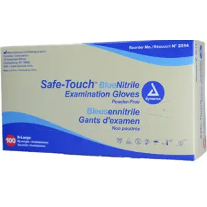 Glove Exam Nitrile PF XLG Blue 100/bx Safe-Touch Dynarex 2514